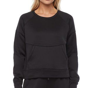 Xersion | Women's Black Crew Neck Long Sleeve Fleece Lined Sweatshirt Large